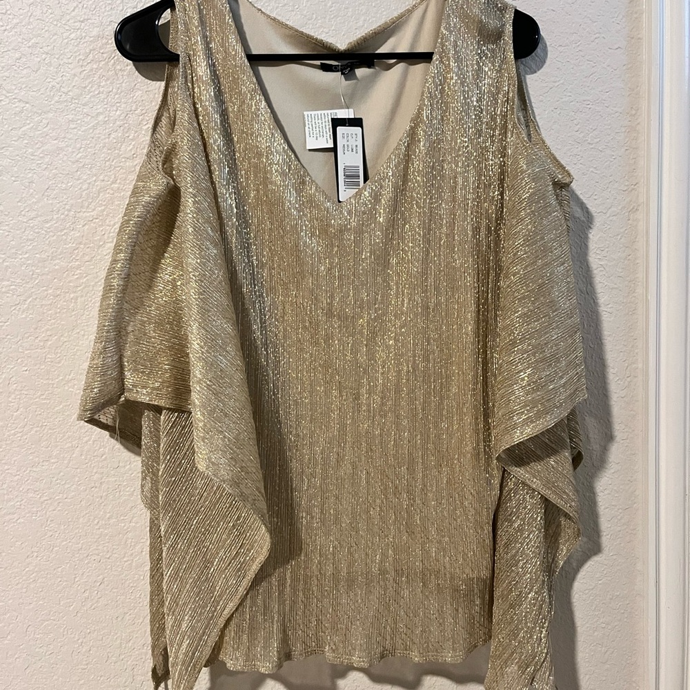ONYX NITE gold blouse with a shoulder cutout - size medium, tags still on